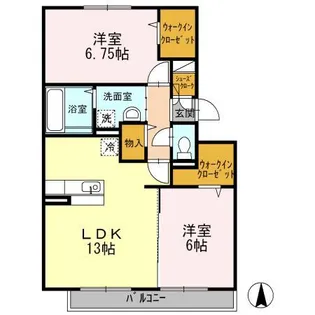 パルトネール伊都Ⅱ【205号室】の間取り