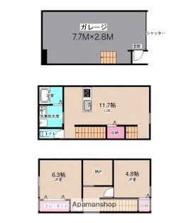 VRAI(ヴィレ)【A3号室】の間取り