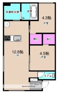 VRAI(ヴィレ)【B3号室】の間取り