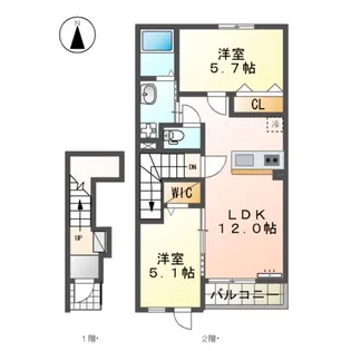 (仮)鏡アパートB棟【205号室】の間取り