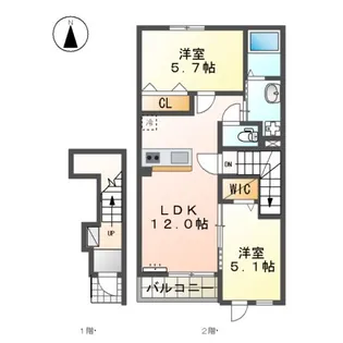 (仮)鏡アパートB棟【206号室】の間取り