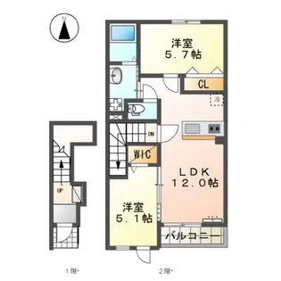 (仮)鏡アパートB棟【202号室】の間取り