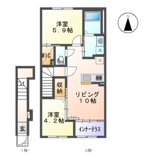 CASA ESTE唐津Ⅰ【202号室】の間取り