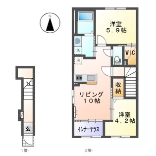 (仮)鏡アパートA棟【201号室】の間取り