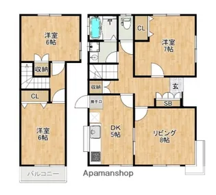 福岡県糸島市神在西1丁目【一戸建】の間取り