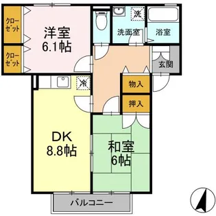 2LDKの間取り画像