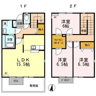 福岡県福岡市西区今宿西1丁目【テラスハウス】の間取り
