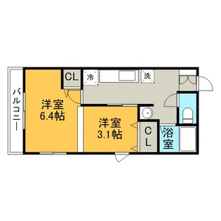 ハーモニーKハウス前原駅南【205号室】の間取り