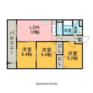 エバーグリーン角園【301号室】の間取り