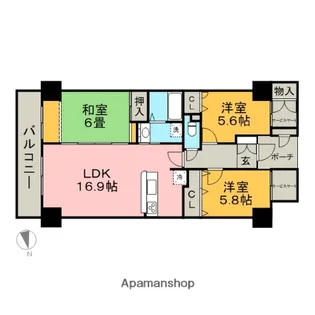 福岡県筑紫野市湯町3丁目【マンション】の間取り
