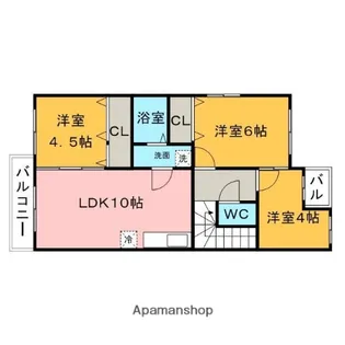 福岡県久留米市北野町十郎丸【アパート】の間取り