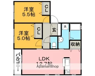 佐賀県鳥栖市布津原町【アパート】の間取り