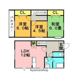 福岡県久留米市小森野2丁目【テラスハウス】の間取り