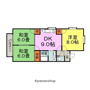 福岡県朝倉市来春【アパート】の間取り