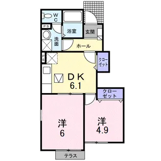 オアシスB【1階】の間取り