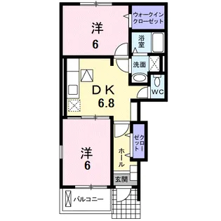 プラッツ渡里B【1階】の間取り