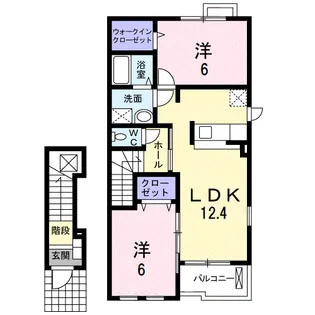 プラッツ渡里B【2階】の間取り