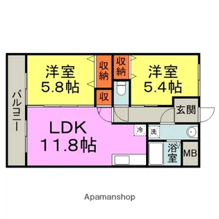 佐賀県三養基郡みやき町大字原古賀【マンション】の間取り
