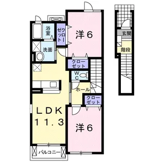 ビスターリア B【2階】の間取り