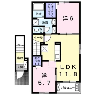 カトレア スウィート【2階】の間取り