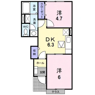 モンターニュA【1階】の間取り