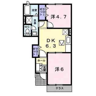 パルフェ三隈C【1階】の間取り