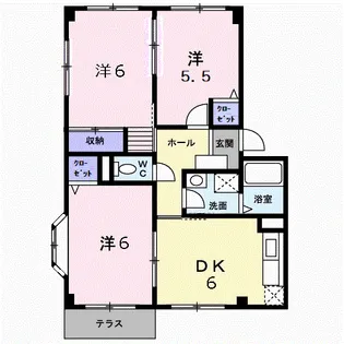 クローバーB【1階】の間取り