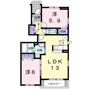 カーサ プラシード【1階】の間取り