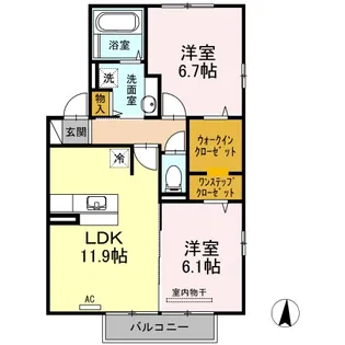 フェアプラッツ参番館【2階】の間取り