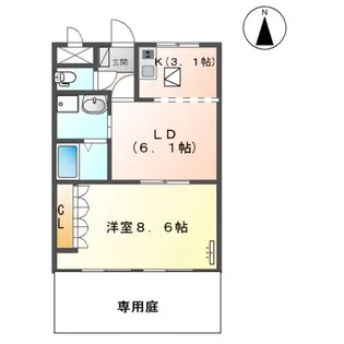 グリーンハイム・甘木【108号室】の間取り