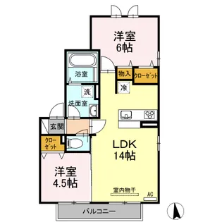 モンテ・リーヴル A棟【2階】の間取り