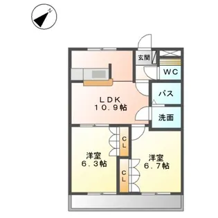 メゾンドコンフォース Ⅱ【101号室】の間取り