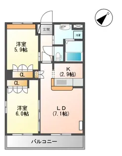 エル・キャッスルⅡ【205号室】の間取り