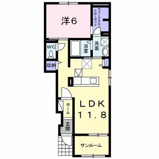 プリムラ壱番館【1階】の間取り