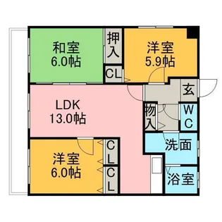 福岡県筑紫野市筑紫駅前通1丁目【マンション】の間取り