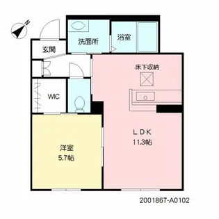 ベレオアンビエラ【102号室】の間取り