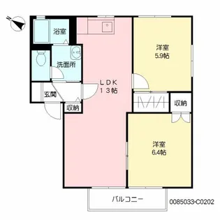 ハイラーク甘木 C棟【2階】の間取り