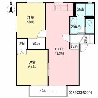 ハイラーク甘木 B棟【2階】の間取り