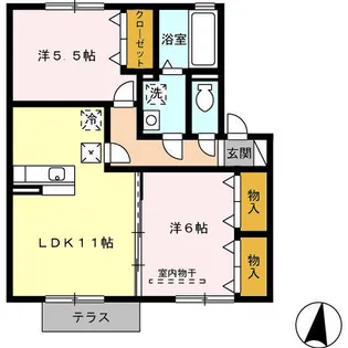 ラトンラヴール Ⅱ番館【1階】の間取り