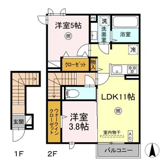 DーROOM TK A棟【2階】の間取り
