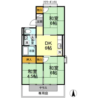 布津原ハイツ A棟【1階】の間取り