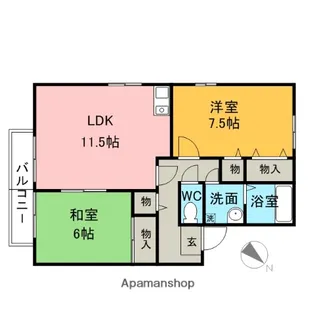 福岡県三井郡大刀洗町大字山隈【アパート】の間取り