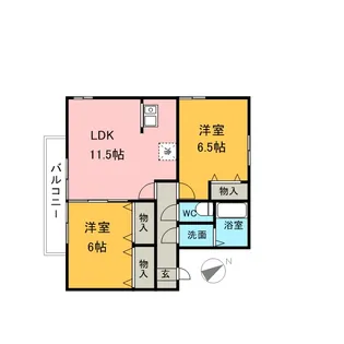 ボヌール和 B棟【2階】の間取り