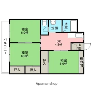 福岡県小郡市祇園1丁目【マンション】の間取り