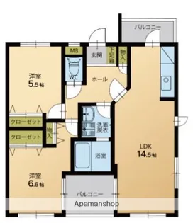 ドルフ姪浜【303号室】の間取り