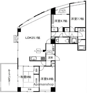 ネクサスシーサイド百道2号棟【10階】の間取り