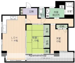 サンヴューパレス荒江【3階】の間取り