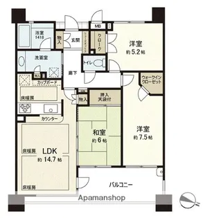 西新2丁目パーク・ホームズ【307.号室】の間取り