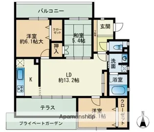 カルシア小戸ナチュア【1階】の間取り