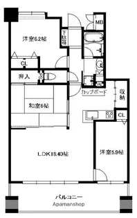 コスモ唐人町パークビュー【1307号室】の間取り